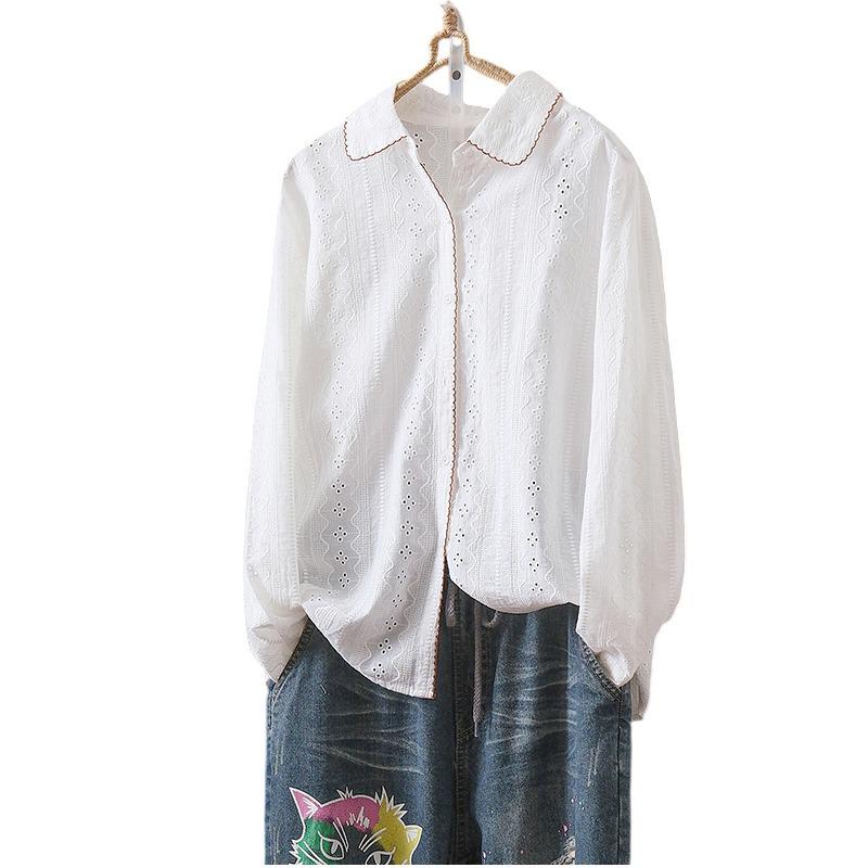 2026 Spring Korean Style Chic Women's Embroidered Outline Shirt