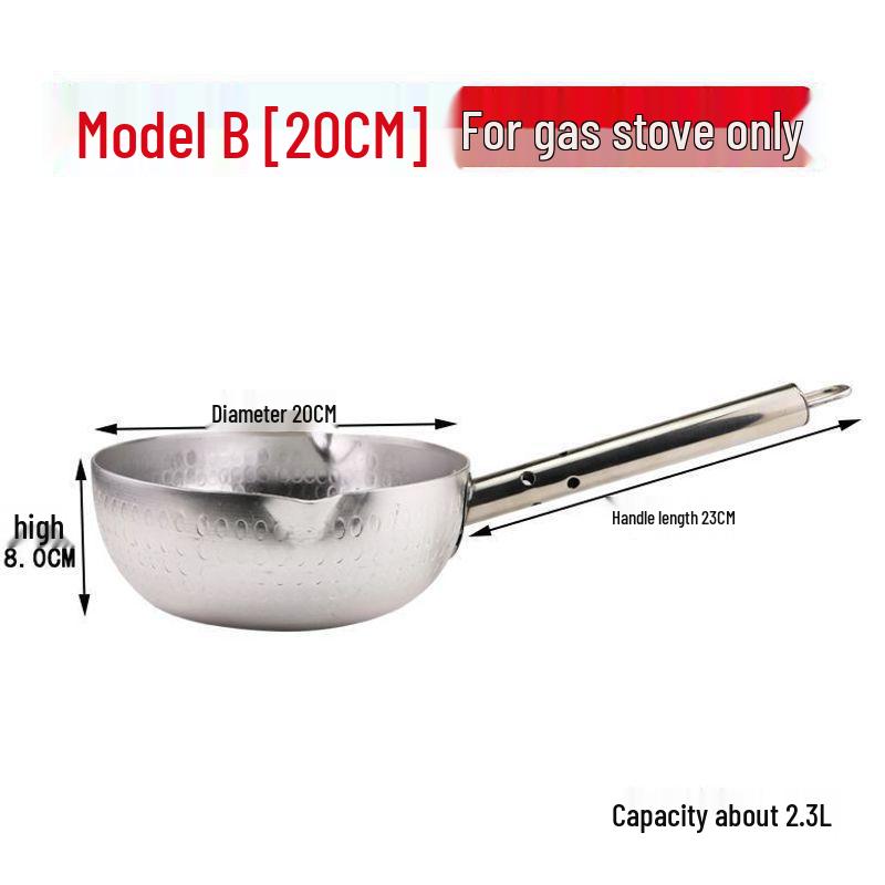 Japanese Aluminum Non-stick Yukihira Nabe Pot for Cooking Noodles, Soup, Rice, Mala Tang, and Sugar Painting - Small Size, In Stock