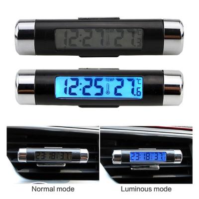 Hot Selling Car Air Outlet Thermometer Electronic Clock timeLEDdigital Display Thermometer with Back Illuminated Car Accessories