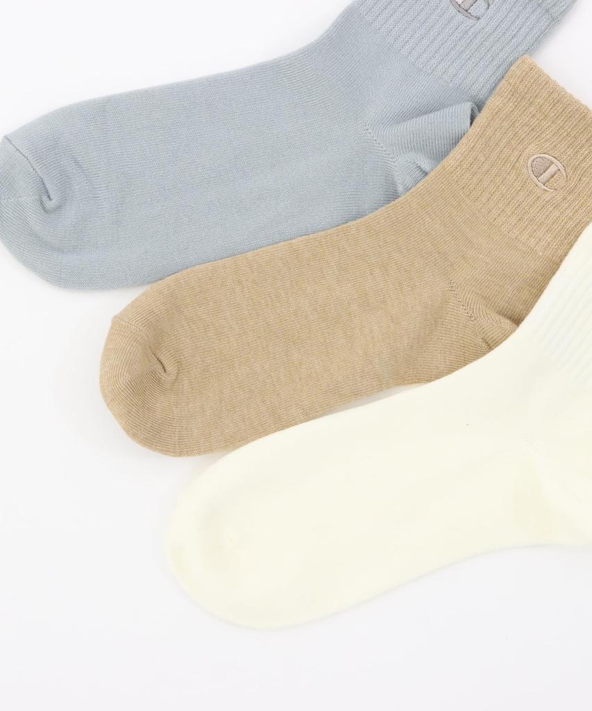 Champion Solid Socks with Embroidered and Socks Assorted Women's (3-Pair Set) Non-Pile, Logo, One-Point Logo, Quarter-Length (CWSCY203) -