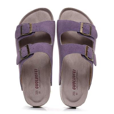 Couples Pure Leather Flat Slippers