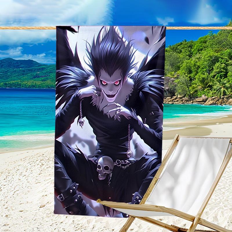 1pc D-Death Note1 Beach Towel, Beach and Seaside Swimming Pool Equipment, Fashion Pattern, Rectangular, Travel Essentials