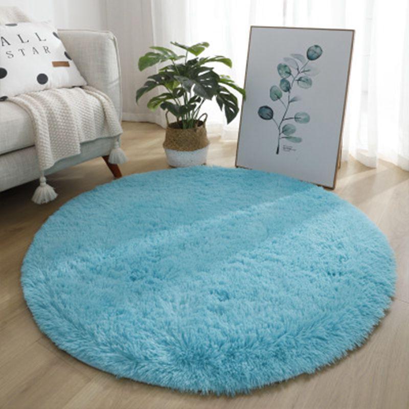 Green Round Fluffy Carpet For Kids Room Solid Plush Rug For Bedroom Room Soft Long Hair Floor Mat Circle Bathroom Cute Decoration Chair Mat