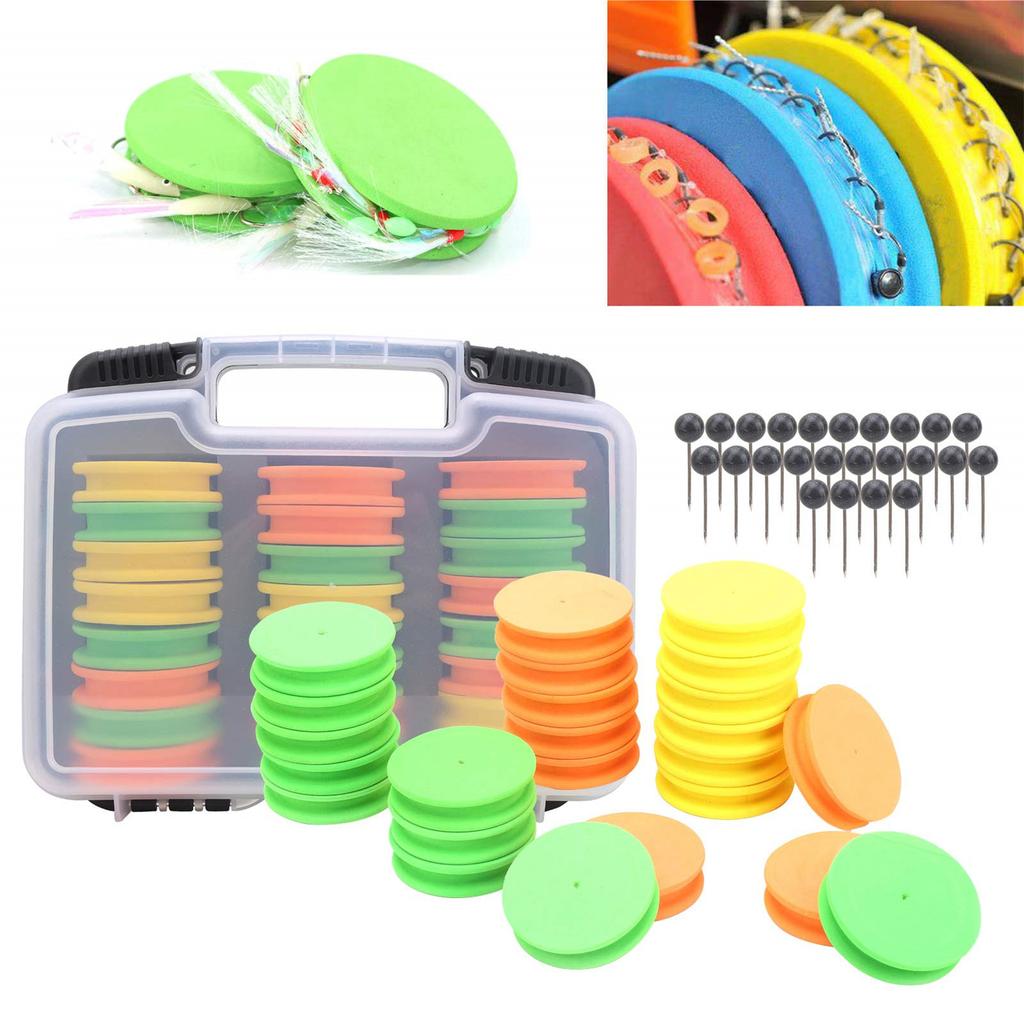 24Pcs Round Fishing Line Foam Spools Winding Board with Fishing Tackle Box Fishing Line Holders Storage Organizer