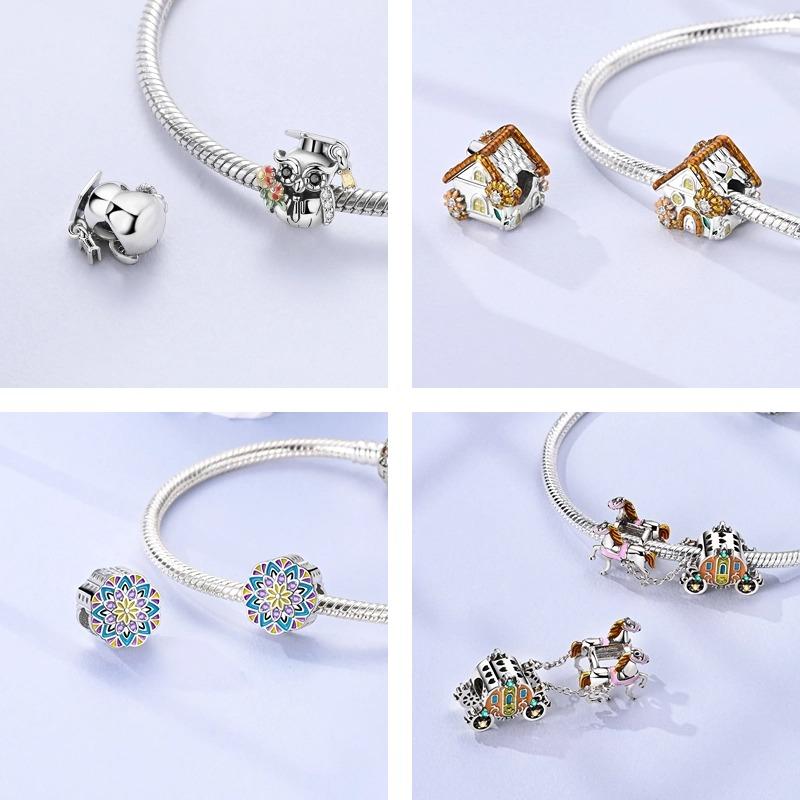 Owl Charms Original Copper Airplane Travel Blue Eyes Charm Sunflower Spacer Diy Fit Bracelet For Women Party Jewelry Gift