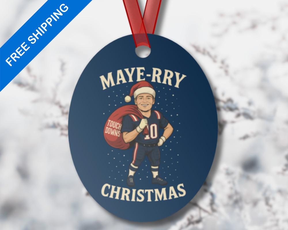 Drake Maye Christmas Ornament Ceramic Funny New England Football Patriots XMAS Unisex T-Shirt S