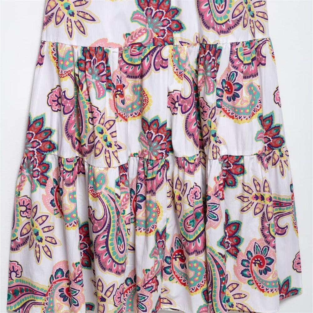 Spring/Summer 2025 Women's Slim Fit V-Neck Hollow-Out Print Dress