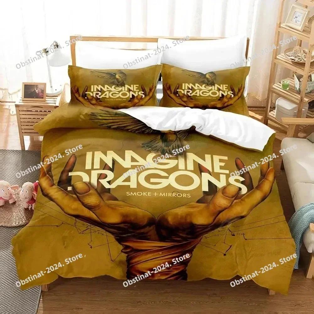 Zestaw pościeli 3D Imagine Dragons Album Cover Poszewka na kołdrę Zestaw pościeli Poszewka na poduszkę Pocieszyciel King Queen Size Chłopcy Dorośli