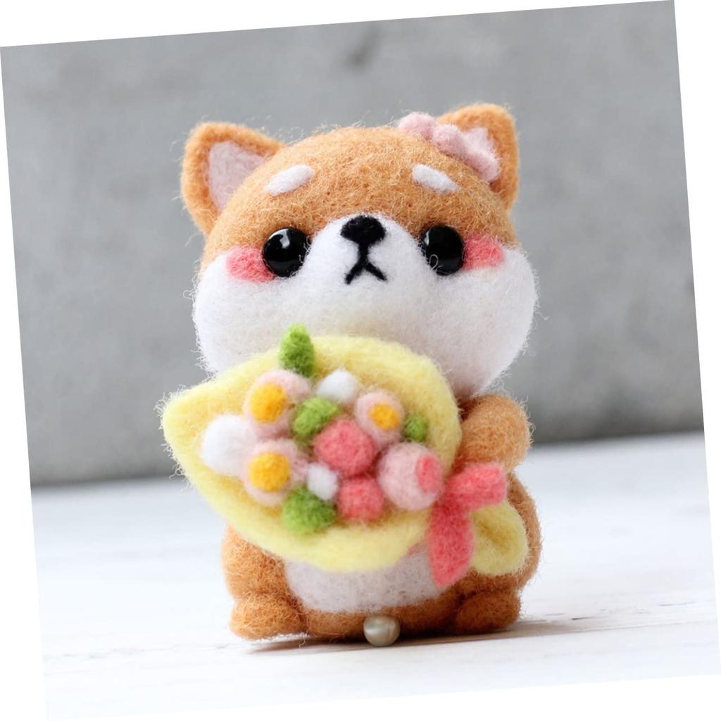 ERINGOGO Needling Felting Shiba Inu Plush Toy DIY Wool Felting Kit with Colorful Handmade Craft Kit, Set, Beginner's Wool,