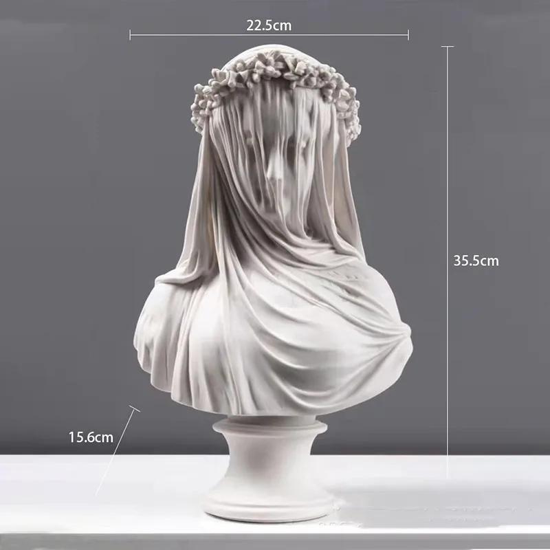

Artwork Veiled Lady Character Resin Sculpture Cape Woman Figures Portrait Statue Ornaments Living Room Decoration Furnishings белый