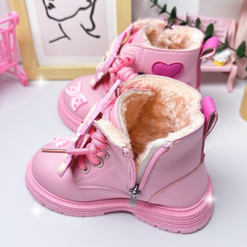 Girls' Fashionable Fleece Boots for Autumn and Winter Children's Princess Ankle Boots