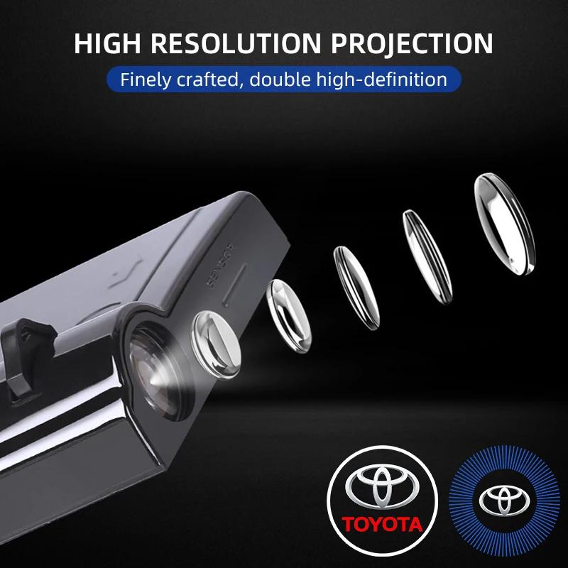 1/2 Stück LED Auto Tür Willkommen Laser Projektor Logo Nachtlicht Kabellos Für Toyota Camry Hilux Prius Auris Auto Zubehör