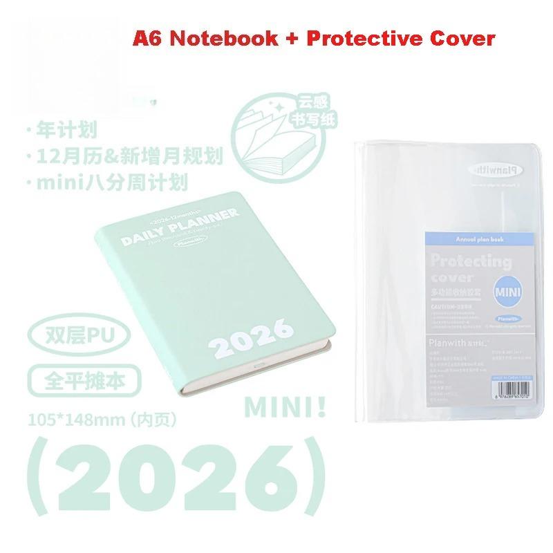 2026 Pocket A6 Notebook Planner Soft Cover Mini Journal Daily Plan Weekly Yearly Monthly Planning Agenda Calendar Gift