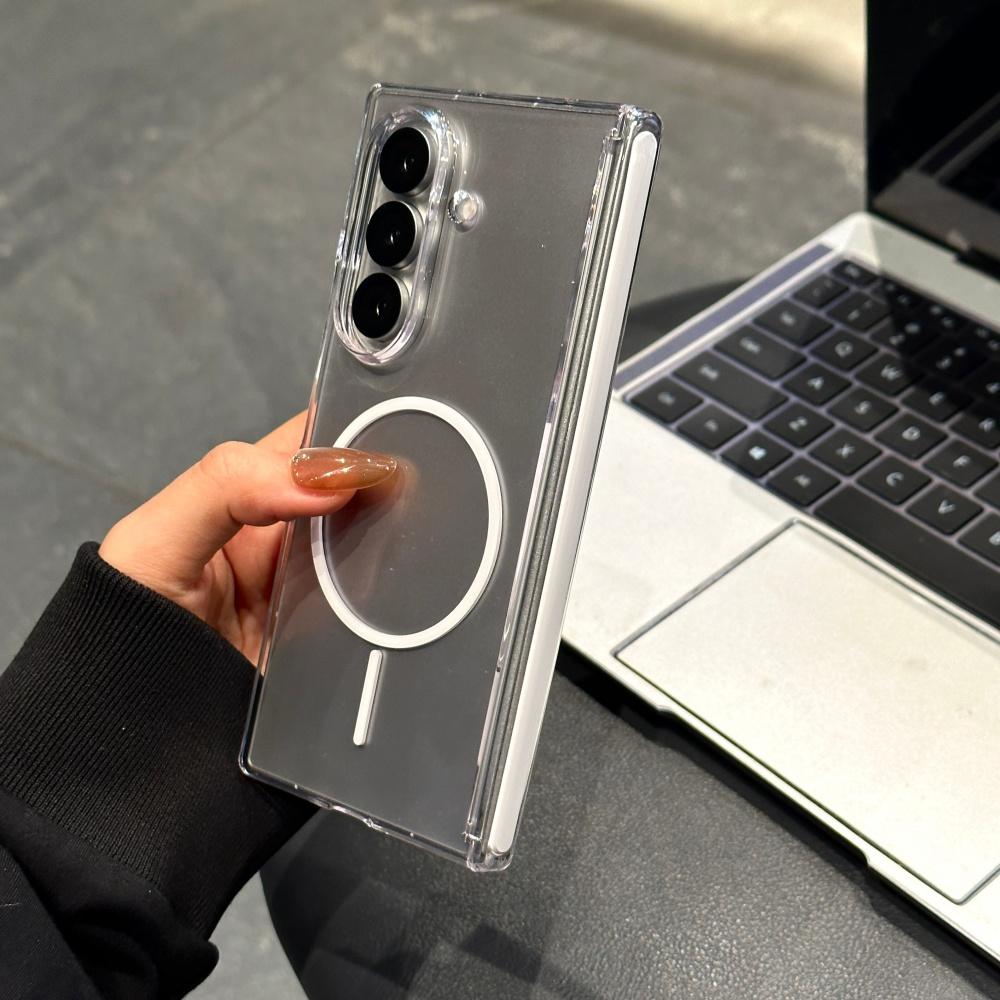 Matte Transparent Ultra Thin Magnetic Charging Case For Samsung Galaxy Z Fold7 Fold 4 5 6 Zfold7 with Hinged Shockproof Cover
