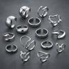 15Pcs Y2K Liquid Metal Irregular Rings Set for Women Silver Color Punk Grunge Goth Geometric Open Ring Kit Party Jewelry Gift
