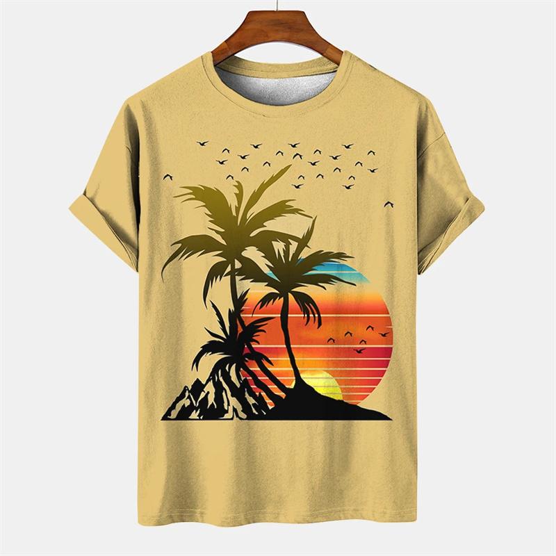 Coconut Tree Pattern 3D Printed Tees Summer Casual Harajuku O-Neck Short Sleeves Tops Hawaiian Men's T-shirts