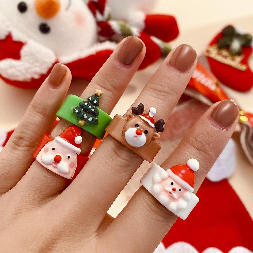 Christmas Series Cute Ring, Personalized Joint Ring Ring Fashion Resin Fun Jewelry Women