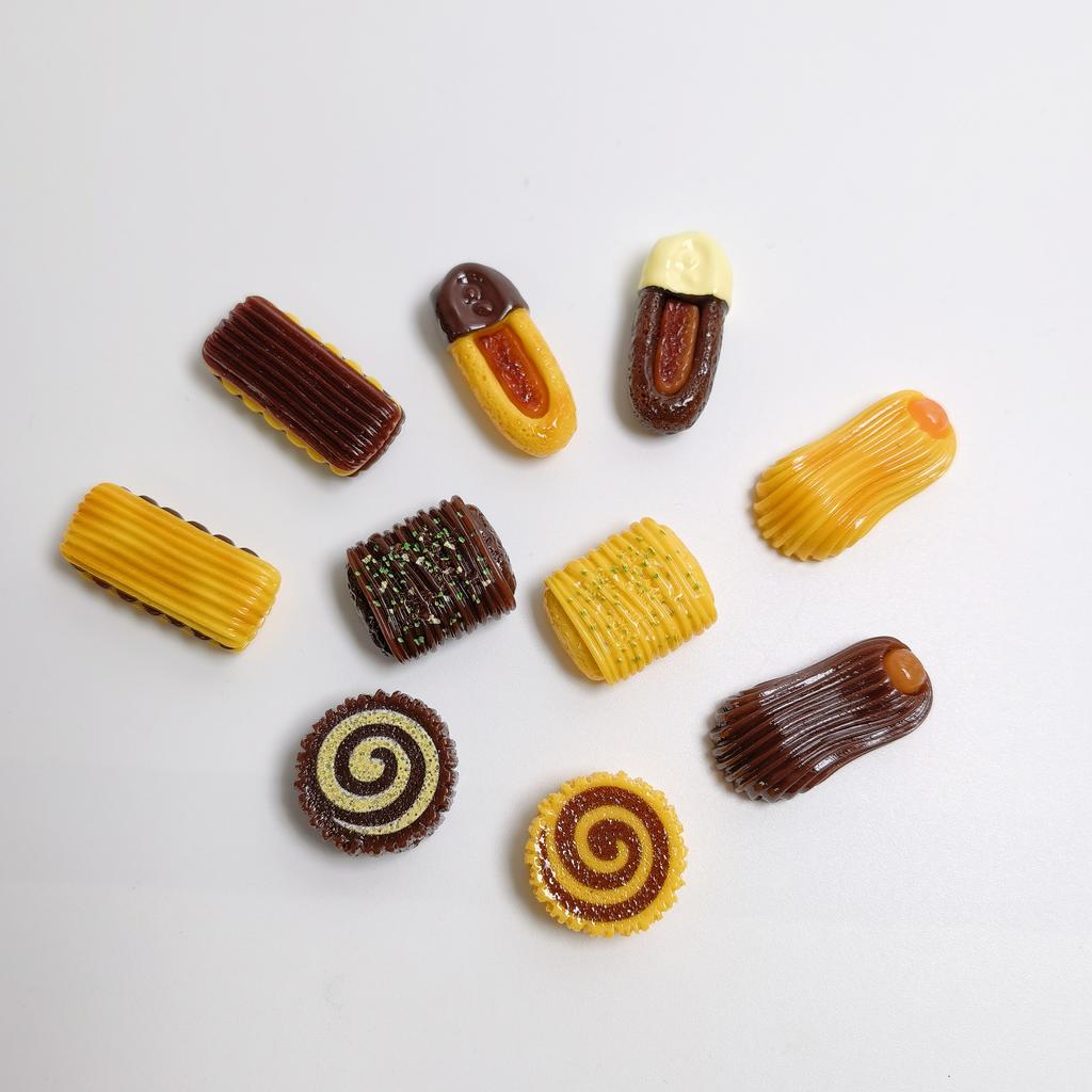 100pcs Kawaii Cartoon Chocolate Cookies Flatback Resin Cabochon SImulation Mini Food Scrapbooking Doll House DIY Craft