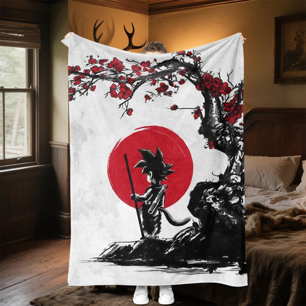 1PC DRAGON BALL Print Flannel Blanket, High Quality All Seasons, Home Decor, Warmth and Comfort, Perfect for Christmas Gifts