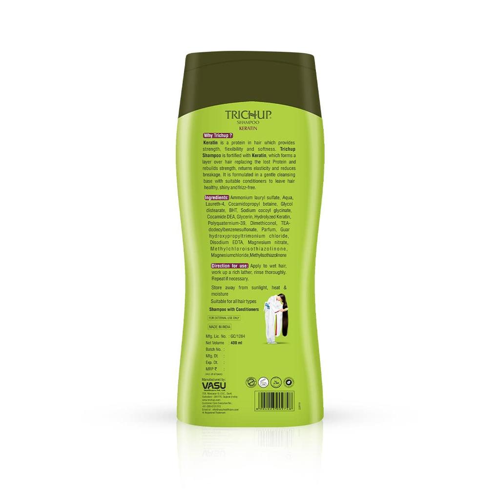 Trichup Keratin Shampoo 400 Ml For Smooth Frizz-Free Hair Strengthens Protects Moisturizes