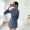Pajamas Women's Summer Sexy Ice Silk Nightgown Thin Bathrobe Medium and Long Bathrobe Bridal Makeup Dressing Gown Loungewear