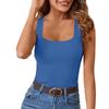Summer Women's Vest Outer Square Collar High Elastic Slim Sexy Sleeveless Top