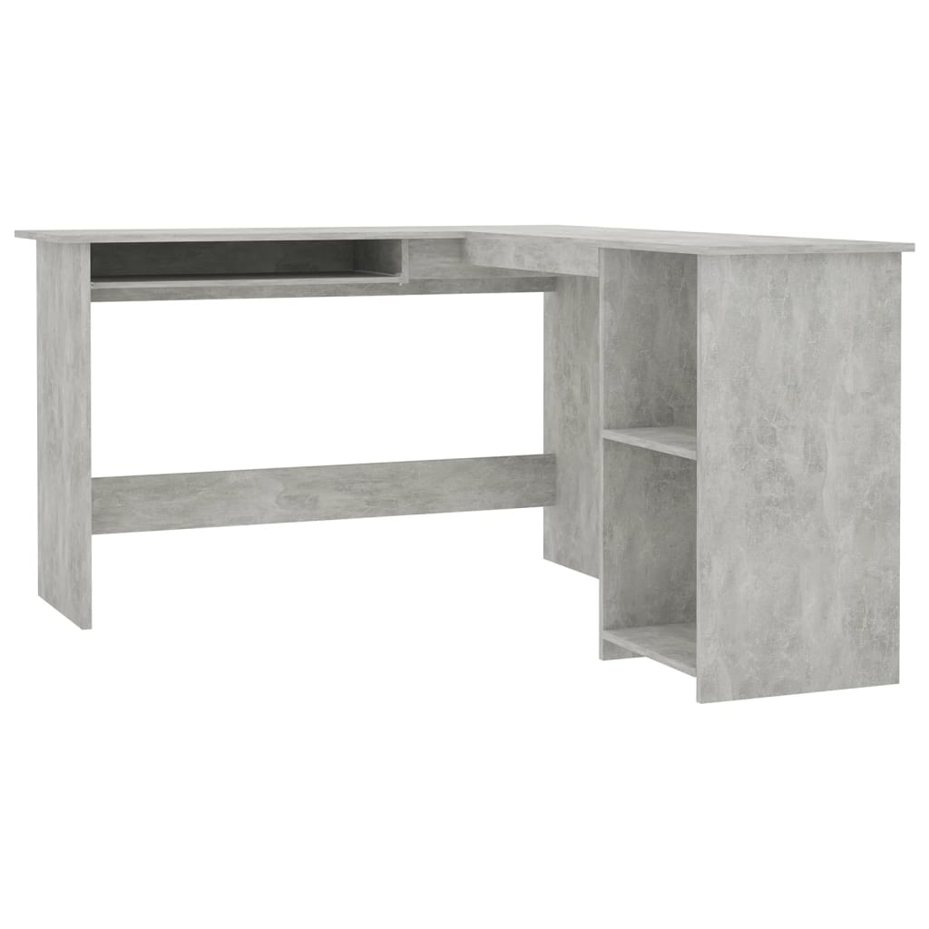 L shaped Desk in Concrete Grey 120 x 140 x 75 cm Particleboard
