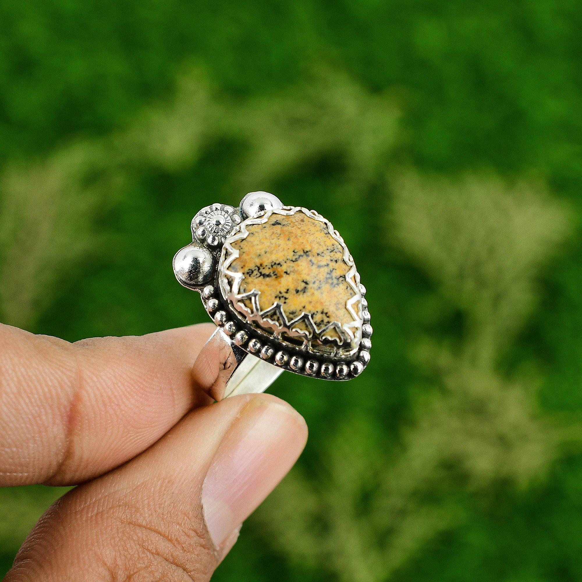 

Natural Picture Jasper Gemstone Statement Adjustable Ring 925 Silver For Women Adjustable