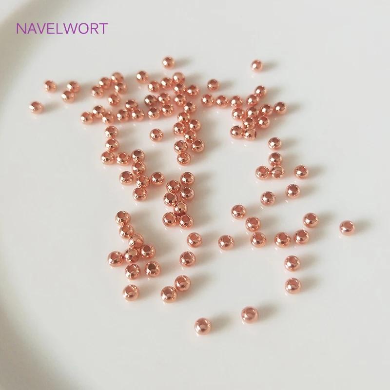 2mm-6mm Placcato Oro Vero 14k/18k Perline Distanziatrici Rotonde Accessori Materiali per la Creazione di Gioielli Fai da Te Componenti per la Creazione di Gioielli con Perline