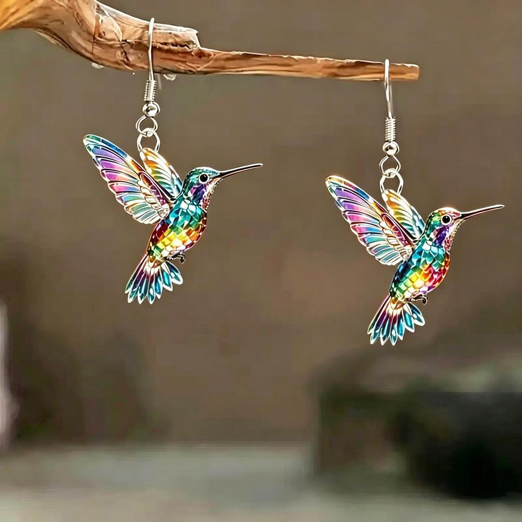 2024 Retro Spring Acrylic Bird Earrings - Colorful European & American Design