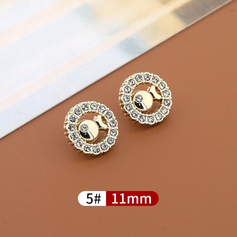 

10 шт. металлических пуговиц для рубашек с бриллиантами, женская одежда, нежные с бриллиантовыми пуговицами, универсальные манжеты для рубашек, вырез, высококачественные пуговицы 5 #* Size as shown * Round