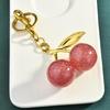 Fashionable Cherry Key Rings Stylish Cherry Bag Ornament Keychain Crystal Alloy Versatile Key Rings Accessory