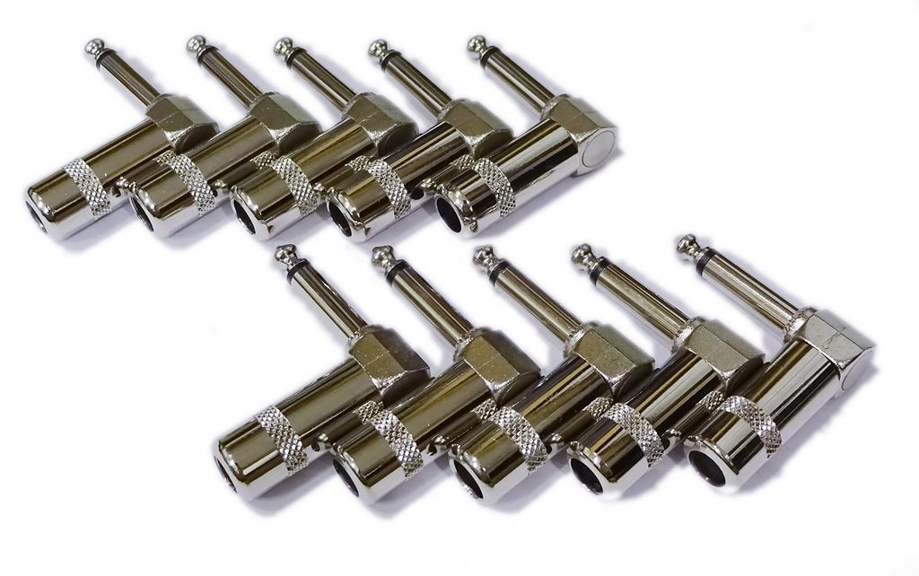 Gitamani Original Mono Phone Plug, L-Shaped, for DIY Shielding, Switchcraft #226, 10-Piece Set (GMO-SCJC226x10)
