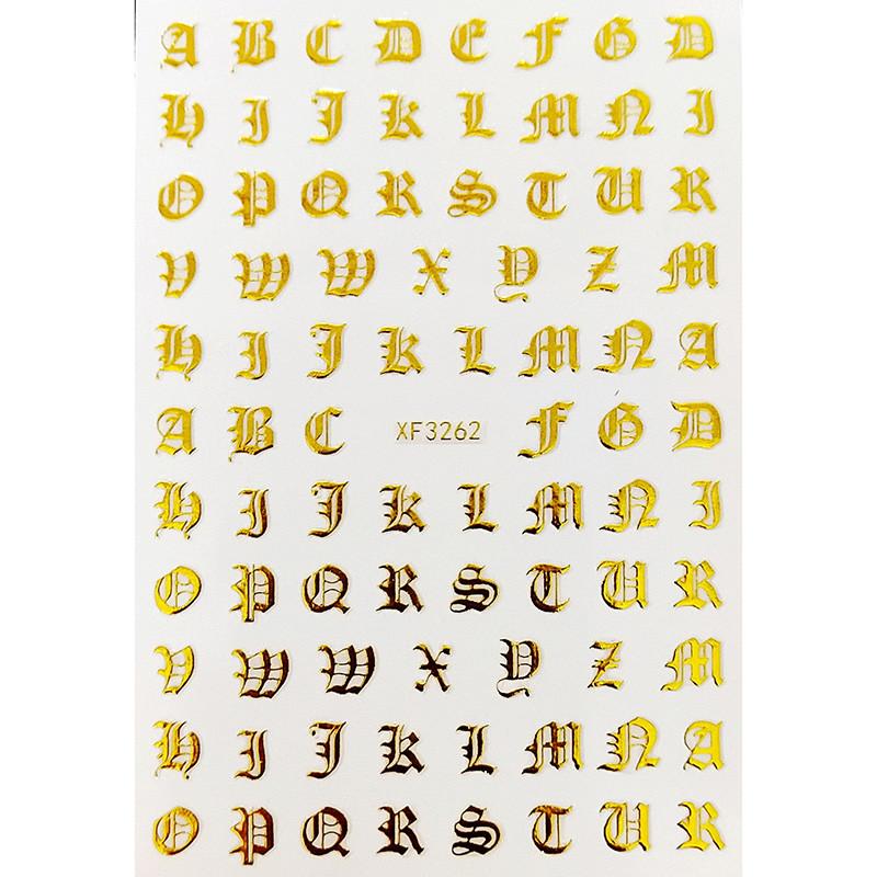 Nail 3d Art Stickers Latin Roman English Alphabet Letter Decals Decoration Tip