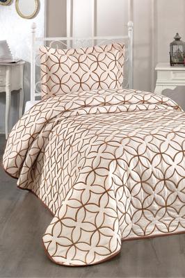 Parolin Quilted Bedspread Set 2pcs, Coverlet 180x240, Pillowcase 50x70, Single Size, Laced, Beige