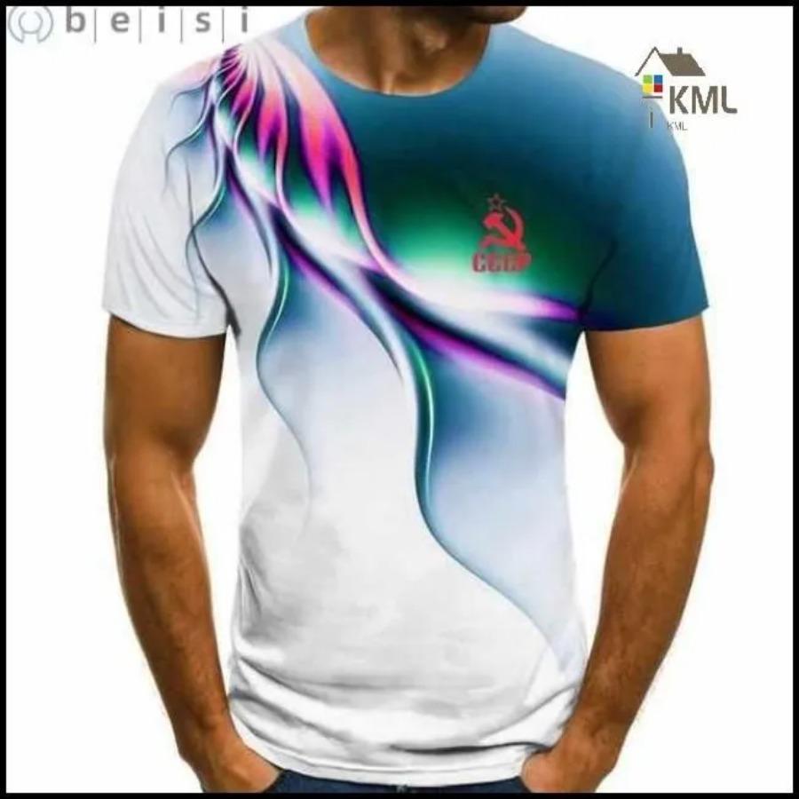 T Shirt for Mens Russian CCCP Letter Print Short Sleeve Top Leisure 3D Casual Fashion Street Polyester Man's T-shirt Tee Shirt Men Vintage Clothing