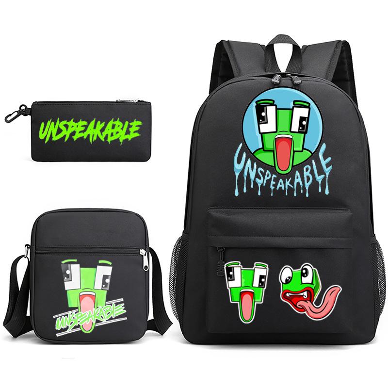 Zaino Inspeakable Set da 3 Pezzi, Zaino Studente di Grande Capacità con Borsa Pranzo e Astuccio, Resistente all'Acqua, Durevole
