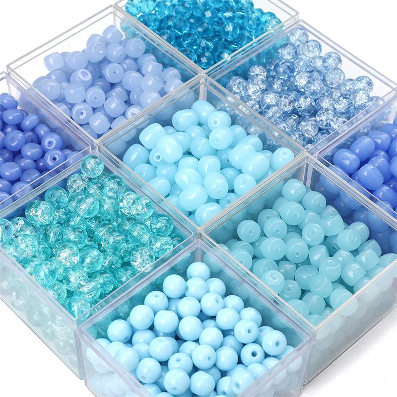 20pcs Blue Color Crystal Glass Loose Space Beads for Bracelet Necklace DIY Jewelry Craft Making Beads