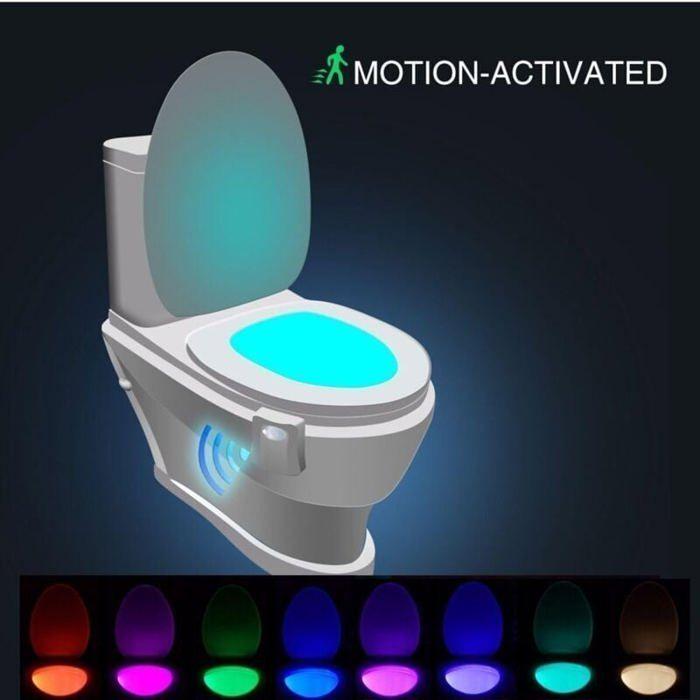 LED Night Light Toilet Light for WC Bathroom Sensor Detector PIR 8 Color Change Lighting Only YYV