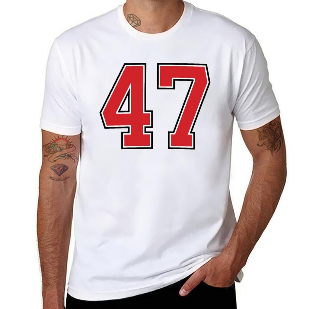 Sports Number 47 Red Black Color Lucky Sport Forty Seven Tshirt Quick Dry Sports Short Sleeve Tee
