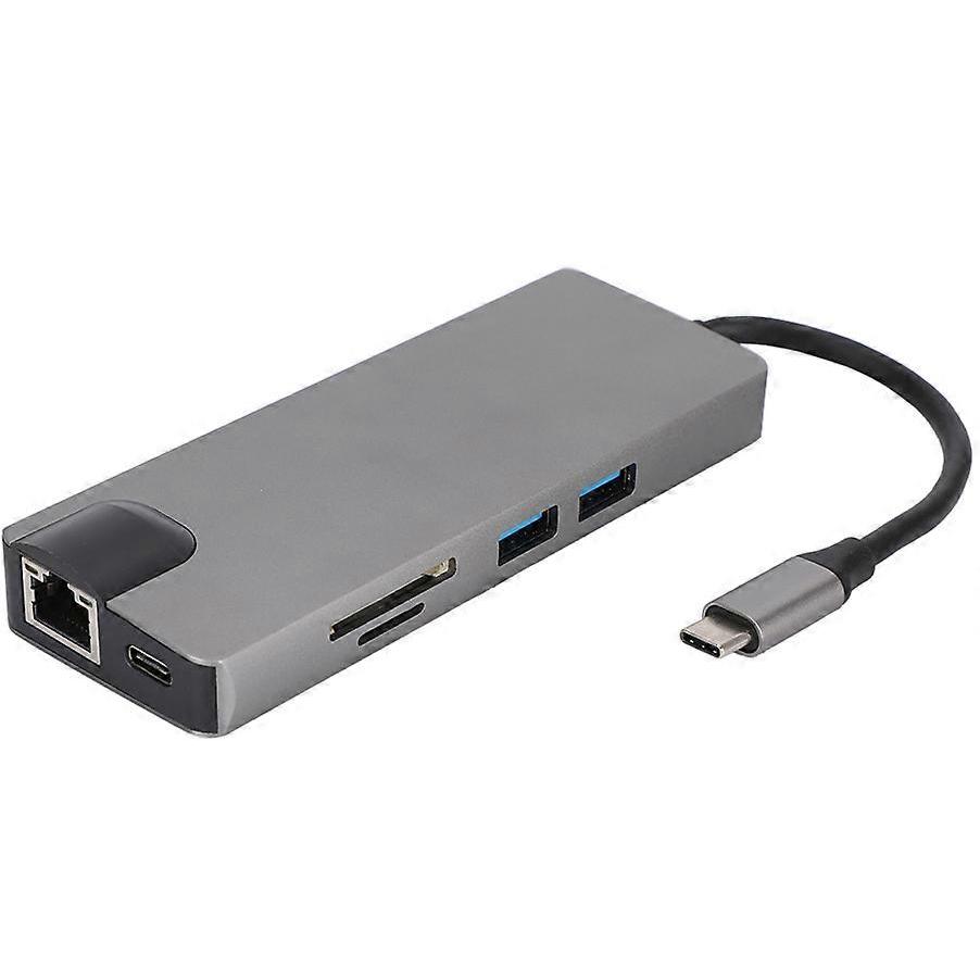 Ethernet Type-C Hub To USB 3.0 X 2 HDMI Memory Card Reader Office Accessories for Notebook Black