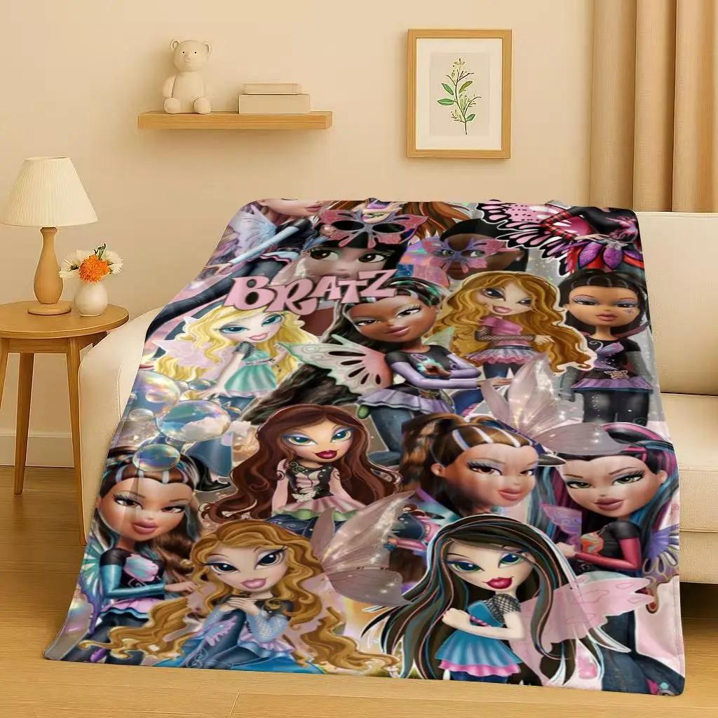 New Cartoon Bratz Doll Girl Flannel Blanket,Ultra Soft Warm Plush Throw for Home Bedroom Bed Sofa Cover Office Gift Kids Picnic