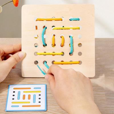 Wooden Threading Toy Rope Game Montessori Activity for Kids Valentines Day Gifts