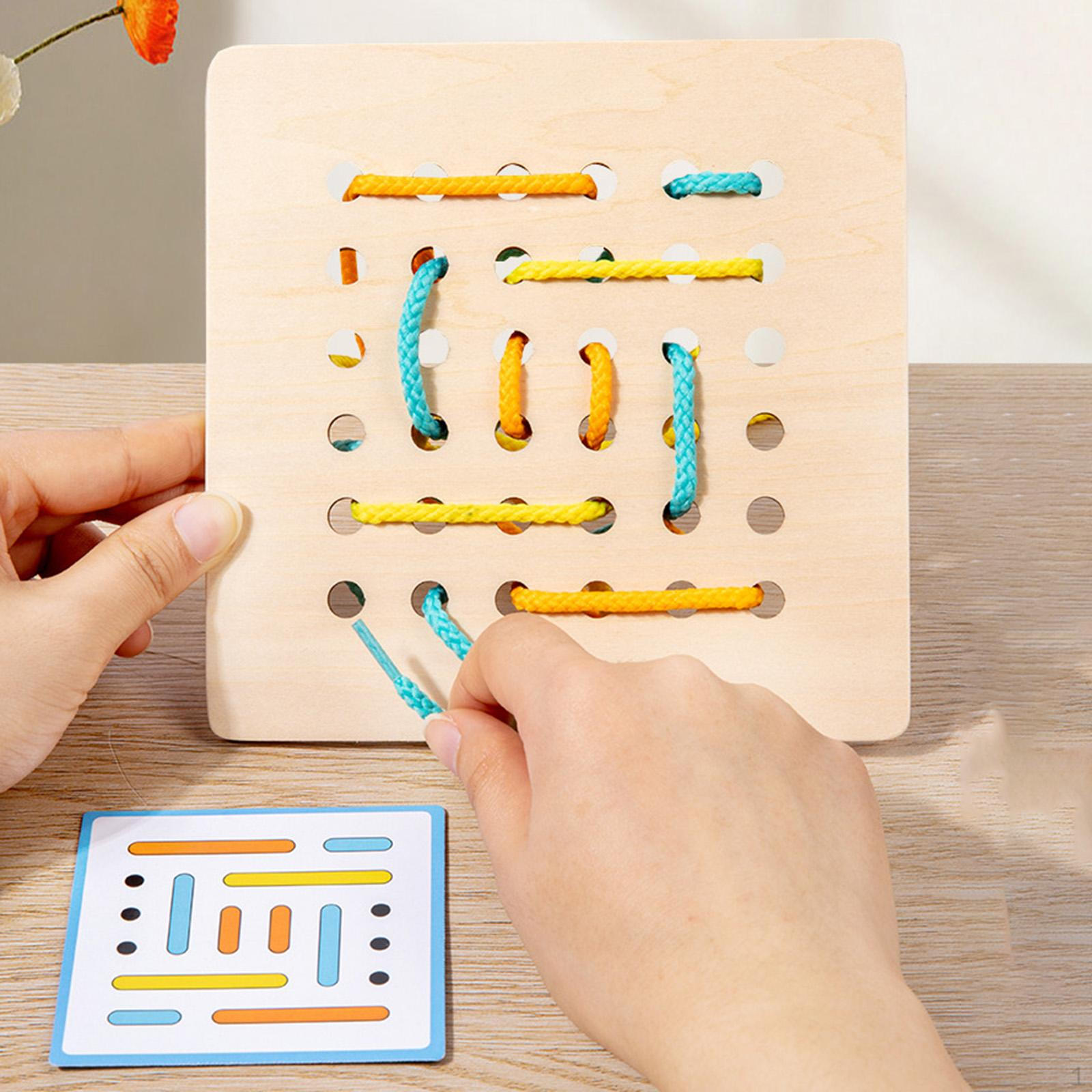 

Wooden Threading Toy Rope Game Montessori Activity for Kids Valentines Day Gifts