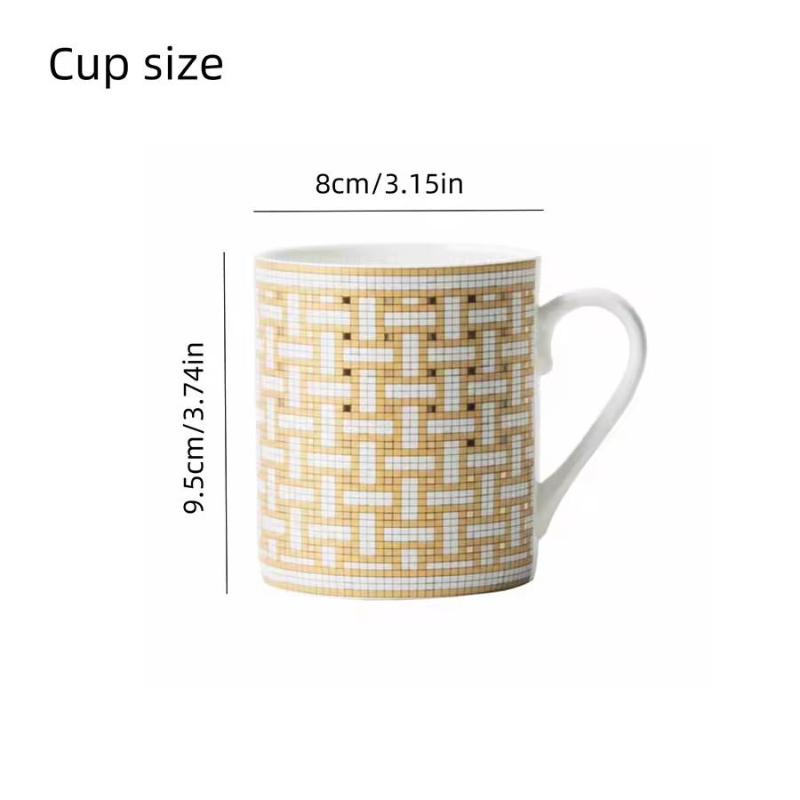 Elegant European Style Ceramic Mug Luxury Bone China Coffee Cup Breakfast Milk Cup Mosaic Design Brand Gift Box