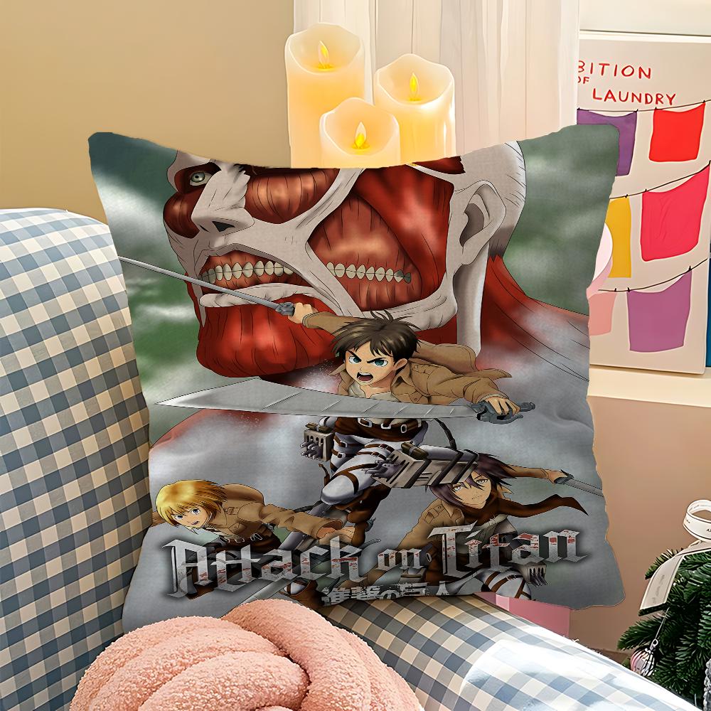 Anime A-Attack On T-Titan Cushion Cover Car Throw Pillow Case For Sofa Car Christmas Gift 40x40cm 45x45cm