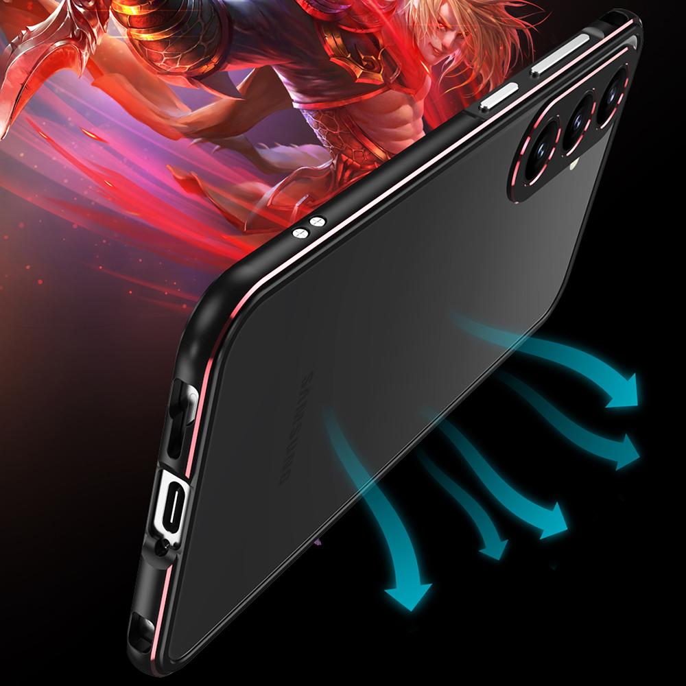 For Samsung Galaxy S24+ Bumper Case Metal Frame No Back Design Phone Shell with Camera Lens Cover