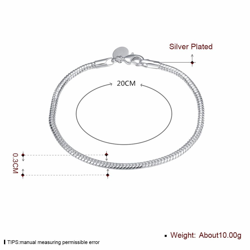Ankomst 925 Sølvsmykker 3mm Slangekjedearmbånd For Kvinner Menn Trendy Smykker