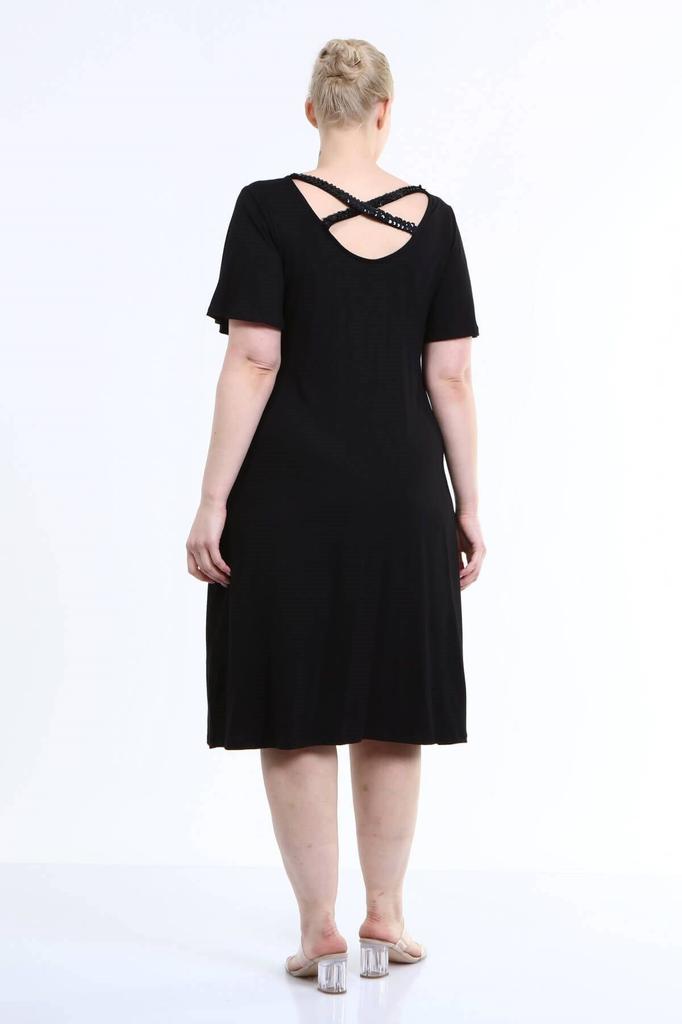 Rochie de damă de mărime mare, cu dungi și paiete încrucișate, din bumbac pieptănat pe spate