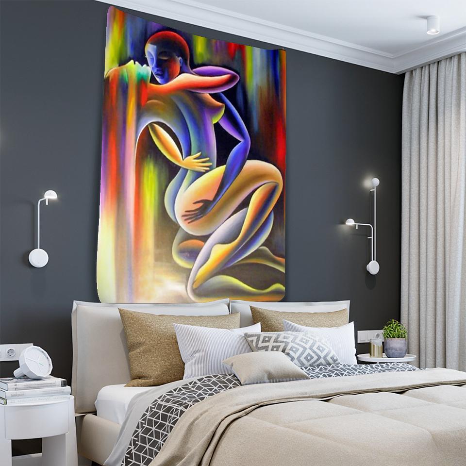 Tapiserie Yoga Indiană Imagini Nude cu Bărbați și Femei Agățătoare de Perete Tapiserii Artă Psihedelică Pânză de Perete Covor Yoga Decor Boho